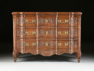 A FRENCH PROVINCIAL STYLE BRONZE MOUNTED OAK COMMODE, LATE 19TH/EARLY 20TH CENTURY,