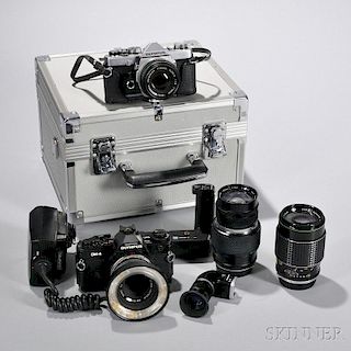 Two Olympus Cameras and Accessories