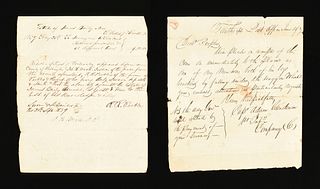 TWO REPUBLIC OF TEXAS MANUSCRIPTS, DR. RICHARD R. PEEBLES, EMERGENCY AND ESTATE CORRESPONDENCE, JUNE 15, 1837 AND SEPTEMBER 20, 1839,