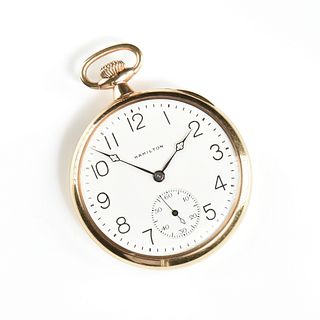 A HAMILTON 14K YELLOW GOLD POCKET WATCH, LANCASTER PA, 23 JEWELS, ADJUSTED, 16863, EARLY 20TH CENTURY, 
