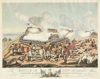 JOSEPH YEAGER (American 1792-1859) A PRINT, "Battle of New Orleans and the Death of Major General Packenham on the 8th of January 1815," PHILADELPHIA,
