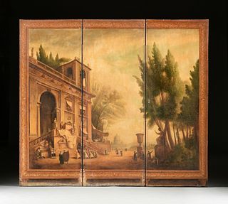 after CANALETTO (Italian 1697-1768) [GIOVANNI ANTONIO CANAL] A VENETIAN SCHOOL LANDSCAPE FLOOR SCREEN, CIRCA 1900,