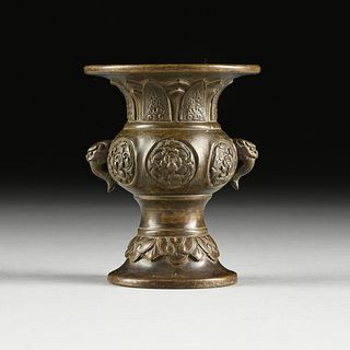 A MING DYNASTY BRONZE GU VASE, CHINESE, 14TH-17TH CENTURY,