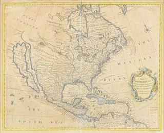 A ROCOCO PERIOD MAP, "A Map of North America with the European Settlements & Whatever else is Remarkable in ye West Indies from the latest and best Ob