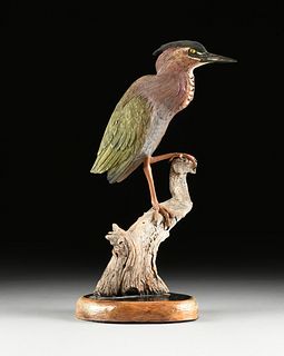 CAREY GRAY (American/Texas 1939-2001) A SCULPTURE, "Green Heron," 1994, 