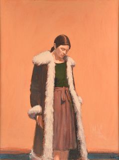 WILLIAM ANZALONE (American/Texas b. 1935) A PAINTING, "Girl in Fur Coat,"