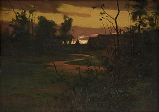 GEORGE W. PLATT (American 1839-1899) A TONALIST PAINTING, "Approaching Night,"