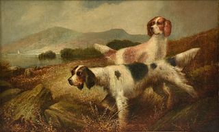 GEORGE ARMFIELD SMITH (British 1808-1893) A PAINTING, "Two Setters on Point," 