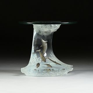 ROBERT WYLAND (American b. 1956) A SCULPTURE, "DOLPHIN WAVE TABLE," SPECIAL EDITION, SIGNED, 