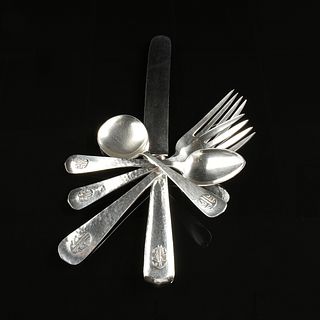 A ONE HUNDRED TWENTY-EIGHT PIECE LEBOLT & CO STERLING SILVER FLATWARE SERVICE, MARKED, CHICAGO, ILLINOIS, EARLY 20TH CENTURY,