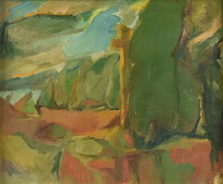 attributed to RICHARD DIEBENKORN (American 1922-1993) A PAINTING, "Abstract Landscape," PROBABLY SAUSALITO, 1949,