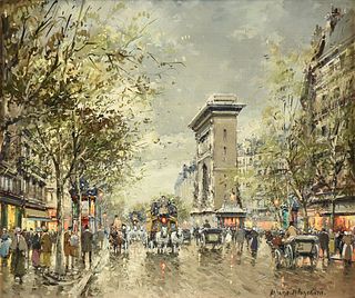 ANTOINE BLANCHARD (French 1910-1988) A PAINTING, "Porte St. Denis, Grands Boulevards," PARIS,