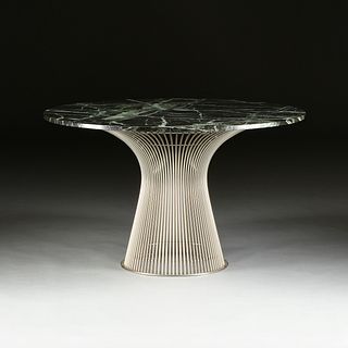 WARREN PLATNER (American 1919-2006) A MARBLE TOPPED STEEL RODS DINING TABLE, "The Platner Collection," BY KNOLL FURNITURE, DESIGNED 1966,
