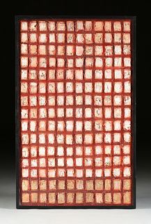 DAVID ADICKES (American/Texas b. 1927) A PAINTING, "100 Squares Against Orange," 1969,