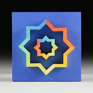 SIBYL EDWARDS (Canadian b. 1944) A GEOMETRIC ABSTRACTION COLOR THEORY CONSTRUCTIVIST SCULPTURE, "Stellated Octagon Color Wheel," 1976,