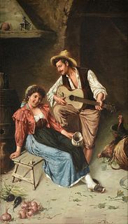 P. PELOSI (Italian 19th Century) A PAINTING, "The Serenade,"