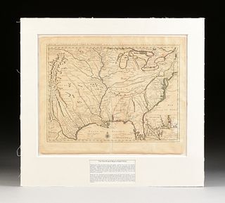 GUILLAUME DE LISLE (French 1675-1726) AN ANTIQUE MAP, "Carte de la Louisiane et du Cours du Mississippi," AMSTERDAM, CIRCA 1730,