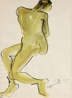 JANET LIPPINCOTT (American 1918-2007) A PAINTING, "Twisted Yellow Nude," 