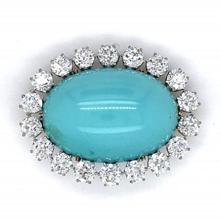 8.75 Ct Diamond & Turquoise Pin