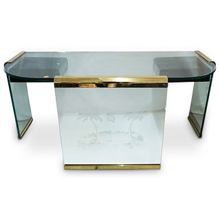 Leon Rosen For Pace Etched Glass Desk