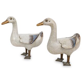Pair Of Chinese Cloisonne Ducks