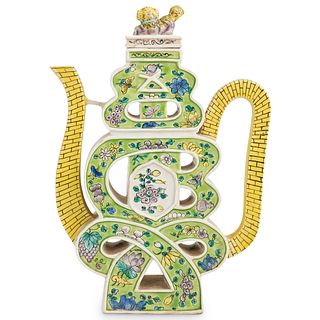 Chinese Famille Verte Puzzle Porcelain Teapot