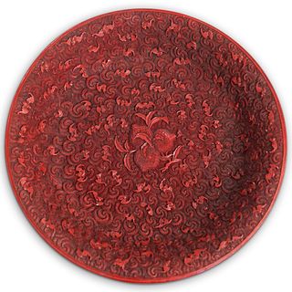 Chinese Qianlong Carved Lacquer Cinnabar Bowl