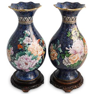 Pair of Chinese Cloisonne Bulb Vases