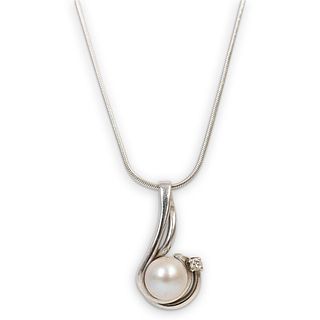 14k Gold Pearl and Diamond Necklace
