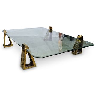 "FG" Bronze & Glass Designer Coffee Table