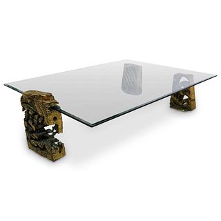 "FG" Bronze & Glass Designer Coffee Table