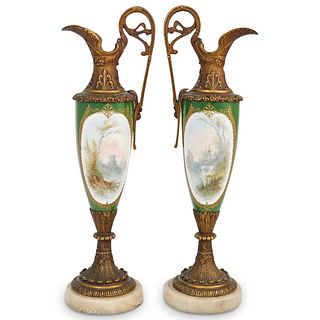 Pair of Sevres Style Ewers