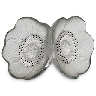 Lalique Double Anemones Crystal Flowers Stopper