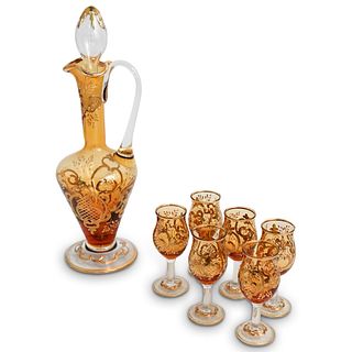 (7Pc) Czechoslovakian Glass Liquor Set
