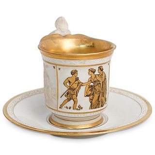 Antique KPM Porcelain Figural Cup and Saucer