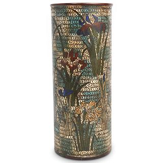 Antique Japanese Cylindrical Cloisonne Vase