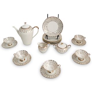 (18 Pc) Bareuther Bavaria Porcelain Rose Port Tea Set