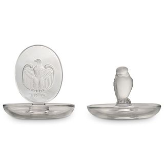 (2 Pc) Lalique Crystal Crystal Ring Trays Set