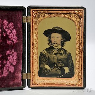 Brevet Major General George Armstrong Custer Tintype and Case
