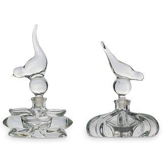 Gunderson Pairpoint Glass Perfume Bottles w/ Bird Stoppers