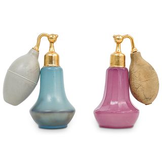 (2 Pc) Art Deco DeVilbiss Glass Perfume Spray Atomizers