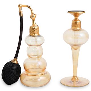 (2 Pc) Art Deco DeVilbiss Glass Perfume Bottles Set