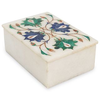 Pietra Dura Stone Inlaid Marble Box