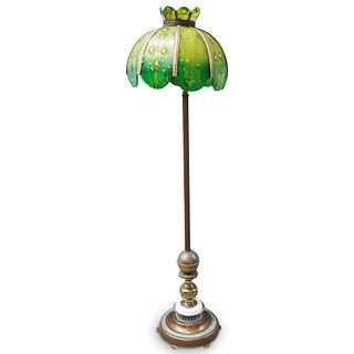 Art Nouveau Green Glass Floor Lamp