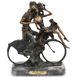 After Louis Icart "Bicycle Love" Bronze Sculpture