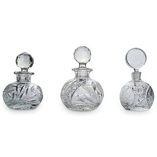 (3 Pc) Cut Glass Perfume Bottles Grouping