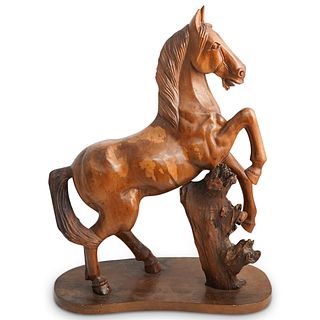Hand Carved Wooden Horse Statue