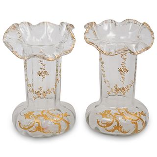 Pair of French Antique Cut Glass Vases