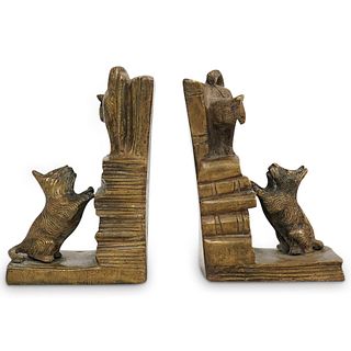 (2 Pc) Figural Cat and Dog Bookends