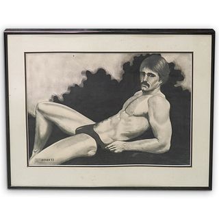 Signed Erotic Male Sketch